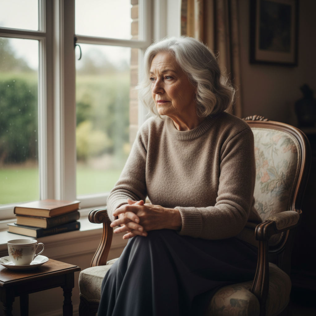 elderly woman reflecting on longevity secrets for healthy aging
